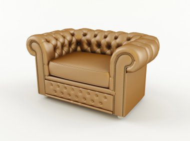 Popular classic armchair with brown leather clipart