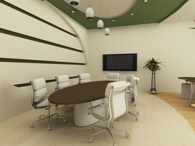 Table with chairs in conference interior. Office. clipart