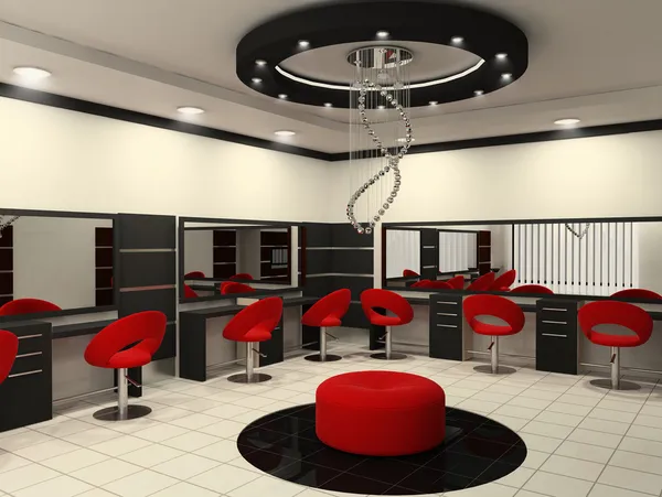 Luxurious interior of a beauty salon with creative ceiling — Stock Photo, Image