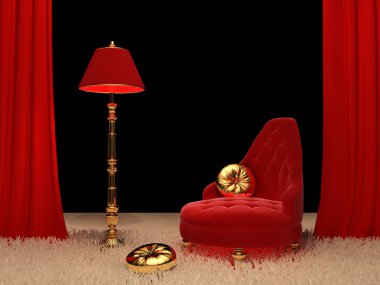 Luxury armchair with standard lamp in Interior clipart