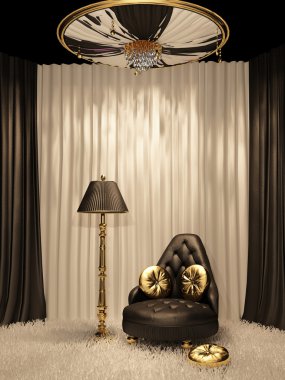 Luxurious furniture in royal interior clipart