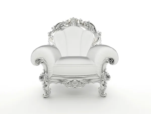 Poltrona barroco luxuoso com moldura de prata isolado na parte traseira branca — Fotografia de Stock