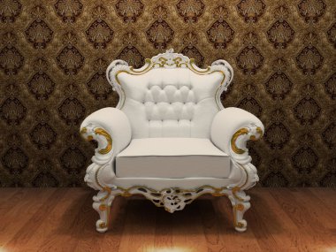 Luxurious armchair with decoration frame in old styled interior clipart