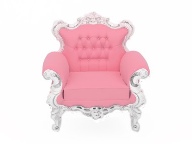 Pink doll's modern armchair isolated on white background clipart