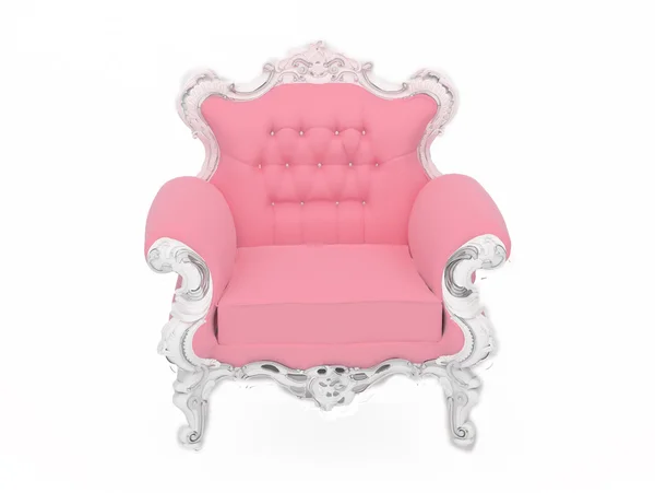 Nowoczesny fotel różowa lalka na białym tle — Zdjęcie stockowe