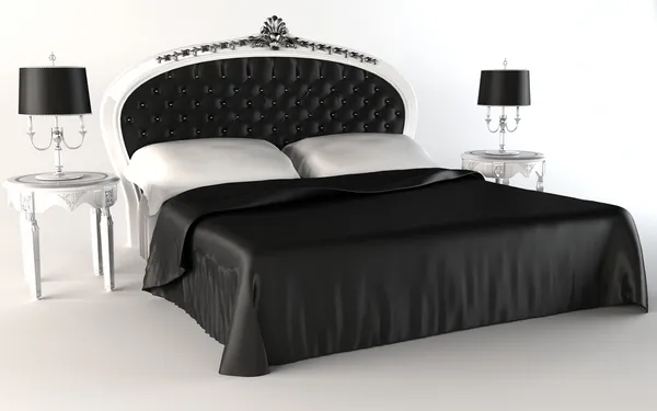 Moderne slaapkamer suite. bed. lamp. tabel. — Stockfoto