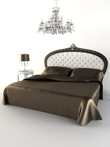 Royal bedroom. Bed. Chandelier — Stock Photo, Image