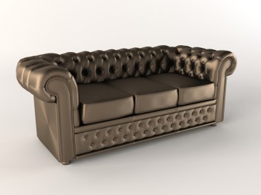 Chester Leather brown sofa. Chesterfield clipart