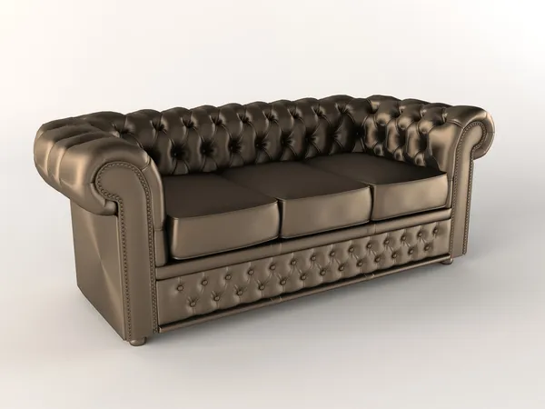 チェスターの茶色の革のソファ。チェスター フィールド — ストック写真