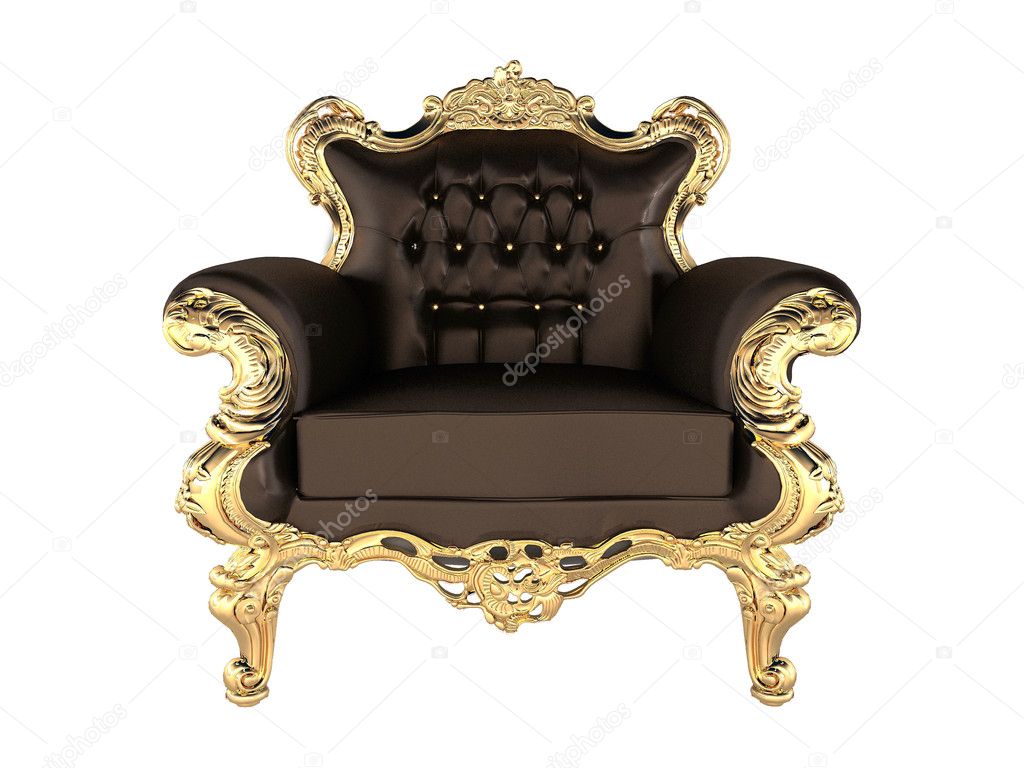 Leather Armchair with luxury gold frame