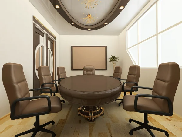 Bureau met stoelen in office interieur. werkplek — Stockfoto