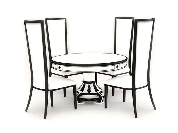 Sedie con tavolo rotondo isolato su sfondo bianco — Foto Stock