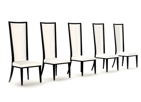 Perspective of white leather chairs isolated on white background — Stock Photo, Image