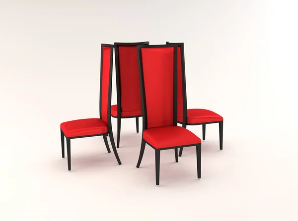 Quatro cadeiras isoladas sobre fundo branco — Fotografia de Stock