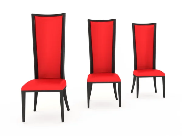 三个现代的椅子与帧上白色隔离的角度来看 — 图库照片