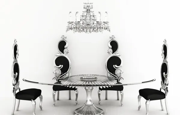 Барочная мебель. Королевские стулья с круглым столом — стоковое фото