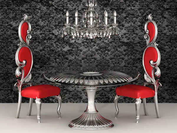 Baroque chairs. Royal interior. Wallpaper. — Stock Photo, Image