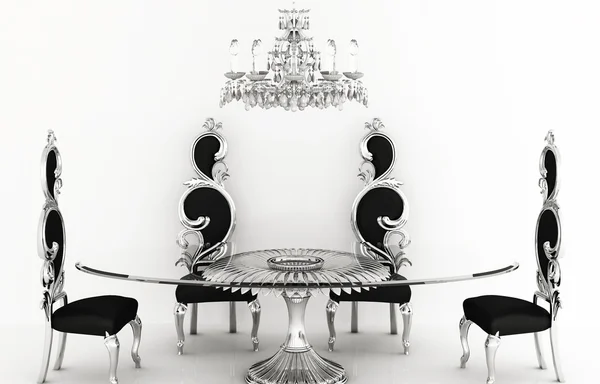バロック様式の家具。ラウンド テーブルと椅子をロイヤル — ストック写真