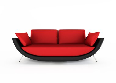 Red Modern sofa isolated on white background clipart