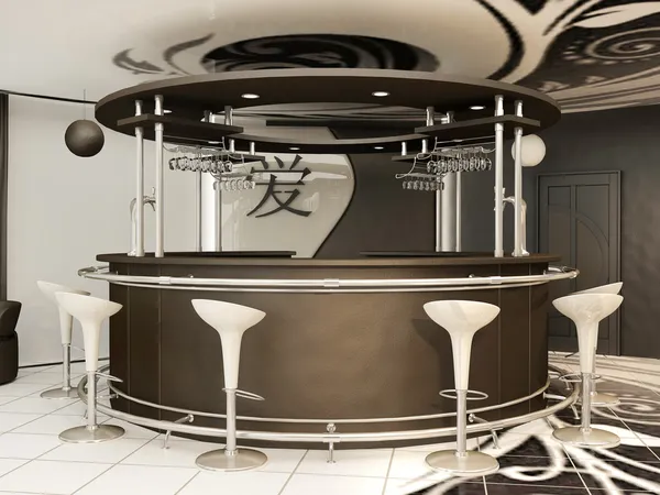 Runda baren med stående stolar i modern interiör .yin jansky — Stockfoto