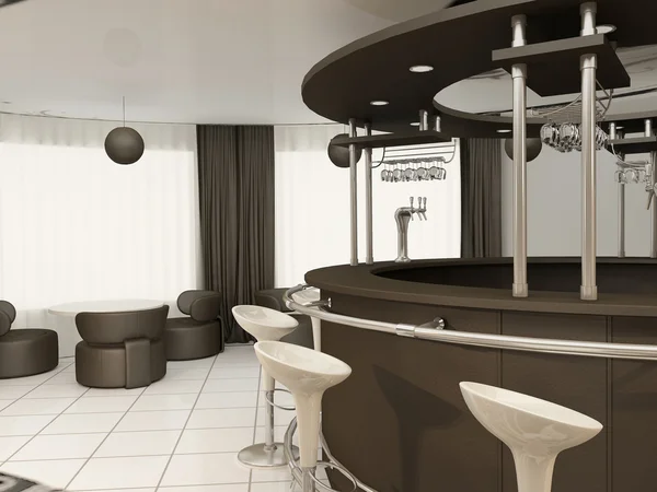Bar redondo com cadeiras no interior do restaurante moderno — Fotografia de Stock