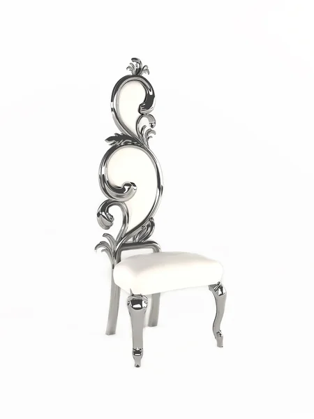Роскошное кресло с серебряной рамой, изолированной на белом — стоковое фото