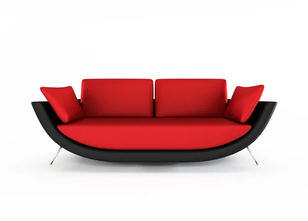Sofá rojo moderno aislado sobre fondo blanco — Foto de Stock