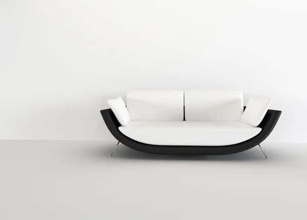 Canapé moderne dans un salon vide lumineux - rendu. minima Image En Vente