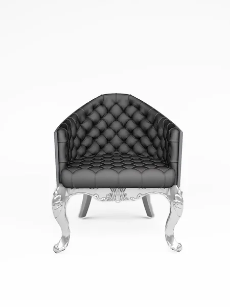 白い背景に黒い革肘掛け椅子 isoleted — ストック写真