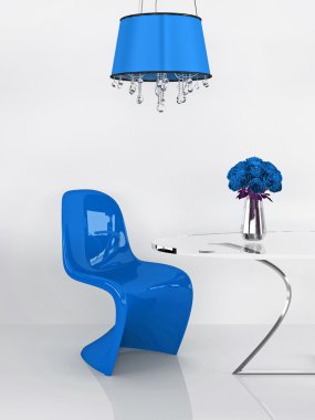 Modern sandalye minimalizm iç. mobilya. çatı katı. 3D render