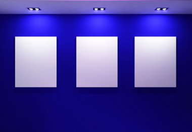 Galeri içi boş çerçeve koyu mavi duvar