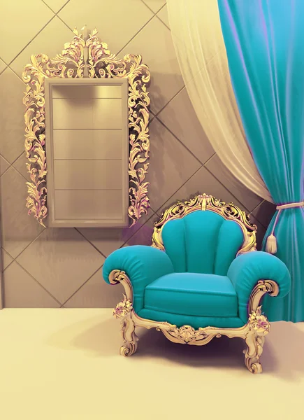 Королевская мебель в роскошном интерьере, бархатная обивка — стоковое фото