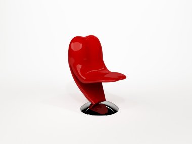 Pop art sandalye veya heykel plastik üzerinde beyaz b izole dil