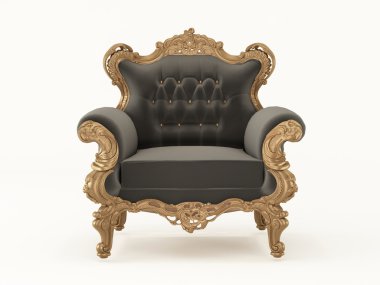 Luxurious pattern armchair with bronze frame isolated on white b clipart