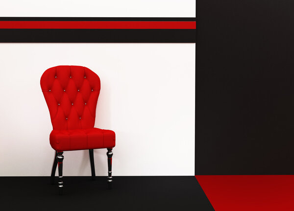 Fabric chair in geometrical plane interior