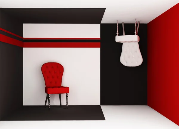 Perspectief meubilair in geometrische interieur. stoel op de flo — Stockfoto