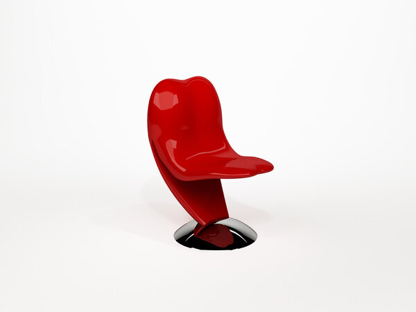Pop art chair or sculpture plastic of Tongue isolated on white b