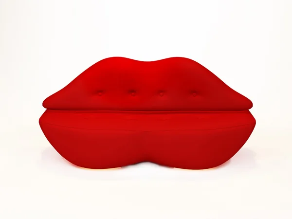 白い背景の上の赤い唇のソファー — ストック写真