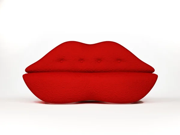 Lèvres. Canapé moderne rouge isolé sur fond blanc — Photo