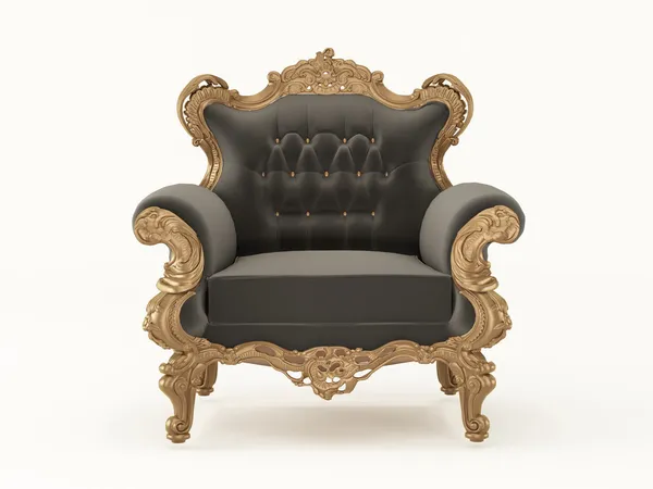 Luxurious pattern armchair with bronze frame isolated on white b — Stock Photo, Image