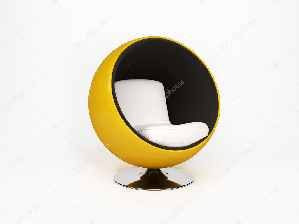 Modern round armchair. semicircular armchair isolated on white