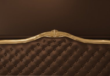 Leather Textured back of sofa with golden frame clipart