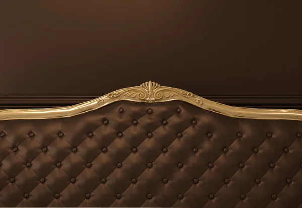 Leather Textured back of sofa with golden frame — Stock Photo, Image