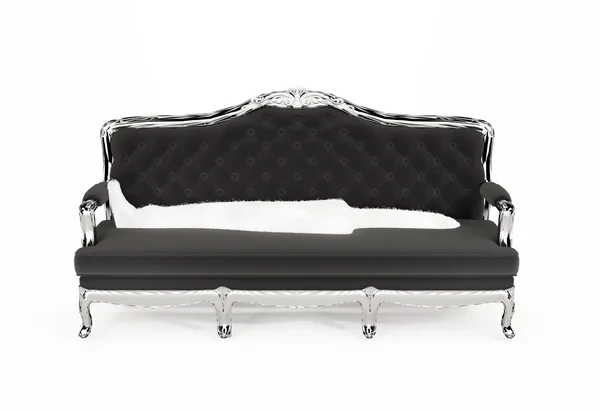Czarna kanapa nowoczesny na białym tle. — Zdjęcie stockowe
