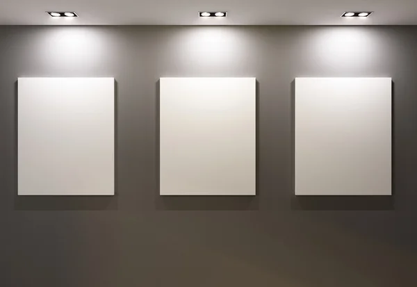 灰色の空のフレームの壁博物館インテリアのギャラリー ロイヤリティフリーのストック画像