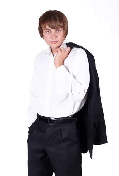 Porträt eines jungen Geschäftsmannes, der im Studio posiert — Stockfoto