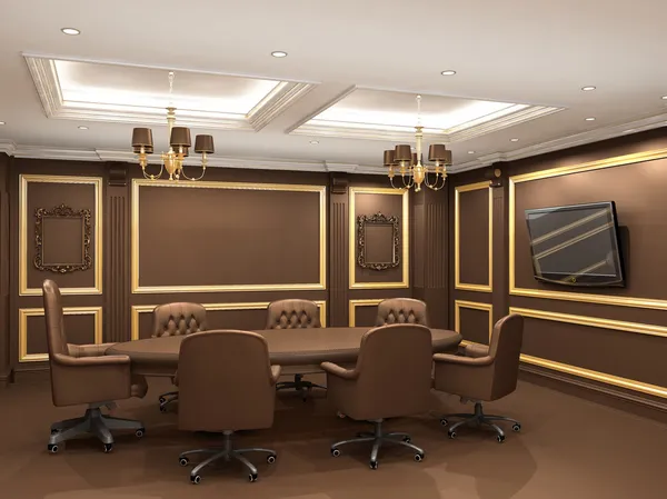 Conferentietafel in Koninklijke interieur kantoorruimte. oude stijl apar — Stockfoto