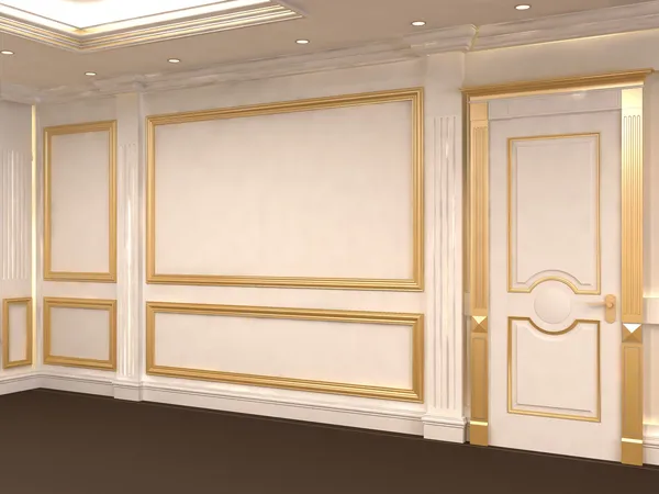 Witte muur met gouden frame op gallary. Museum. luxe inter — Stockfoto