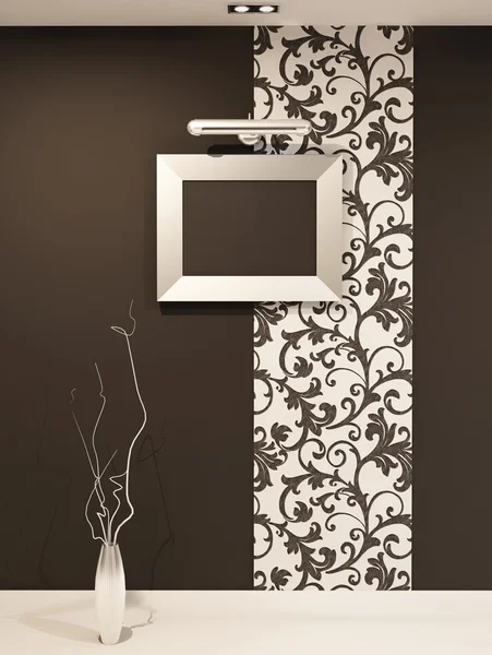 Boş çerçeve için bitkisel süsleme ile dekoratif duvar resmi — Stok fotoğraf