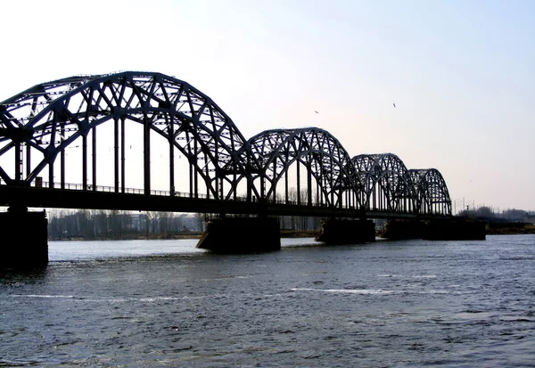 stock image Railway bridge over river